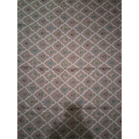 Vintage Gingham Floral Woven And Embroidered Fabric 1 Plus Yards - Picture 2 of 6